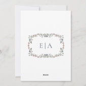 Victoriaans Tuin Dusty Blue Monogram Uitnodiging V (Achterkant)