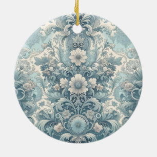 Victoriaans tuin in blauw    bloemenbarok keramisch ornament