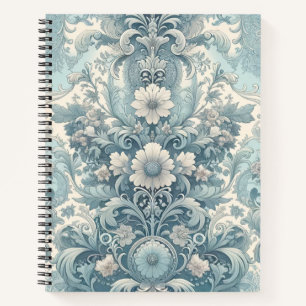 Victoriaans tuin in blauw    bloemenbarok notitieboek