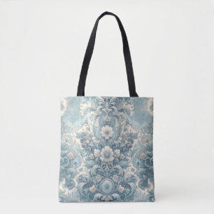 Victoriaans tuin in blauw    bloemenbarok tote bag