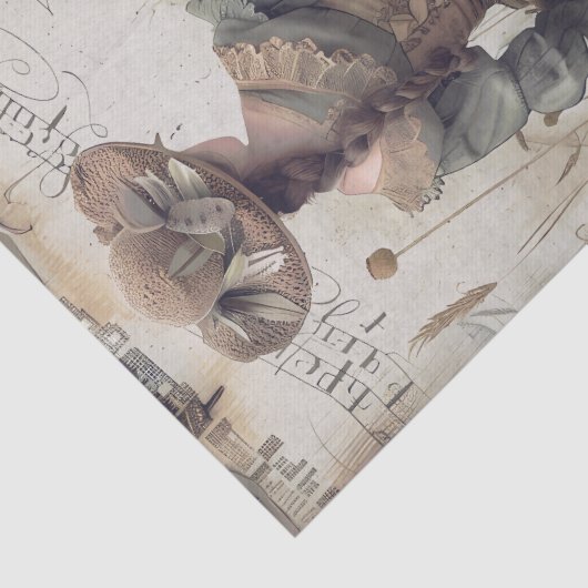 Victoriaans tuin meisje tissuepapier (Detail)