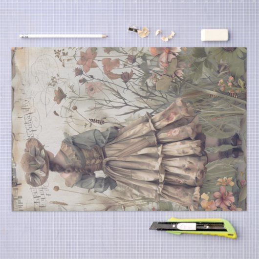 Victoriaans tuin meisje tissuepapier (Craft)