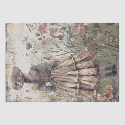 Victoriaans tuin meisje tissuepapier (Voorkant)