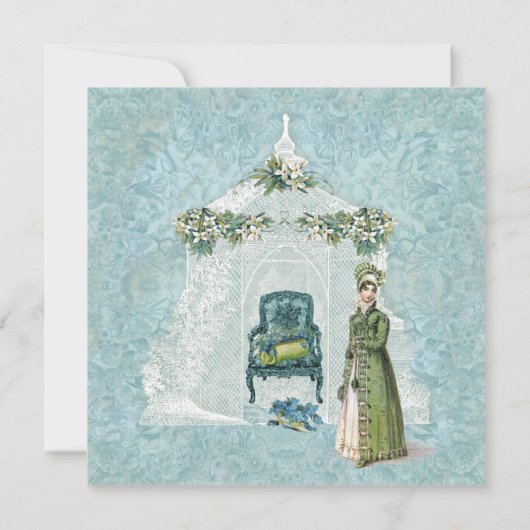 Victoriaans tuin tuinhuisje, bruiloft uitnodiging (Achterkant)