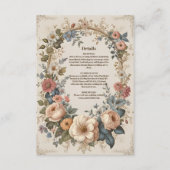 Victoriaans  tuinbouwbruiloft informatiekaartje (Voorkant)