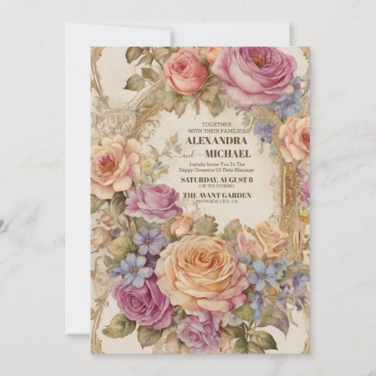 Victoriaans  tuinbouwbruiloft kaart (Voorkant)