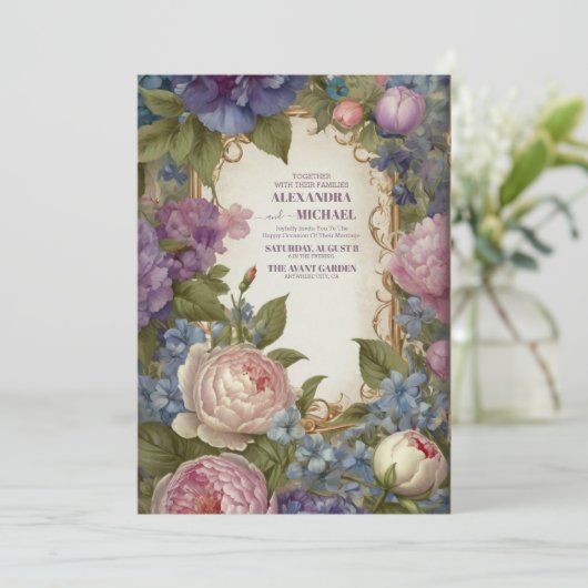 Victoriaans  tuinbouwbruiloft kaart (Staand voorkant)