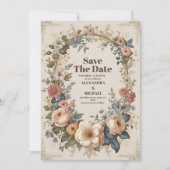 Victoriaans tuinbouwbruiloft save the date (Voorkant)