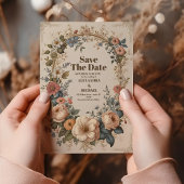 Victoriaans tuinbouwbruiloft save the date