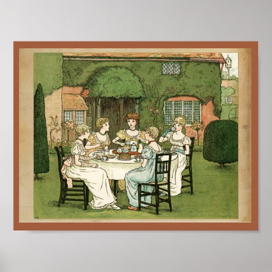 Victoriaans tuinbouwpartij Vijf gasten wandkunst Poster (Voorkant)