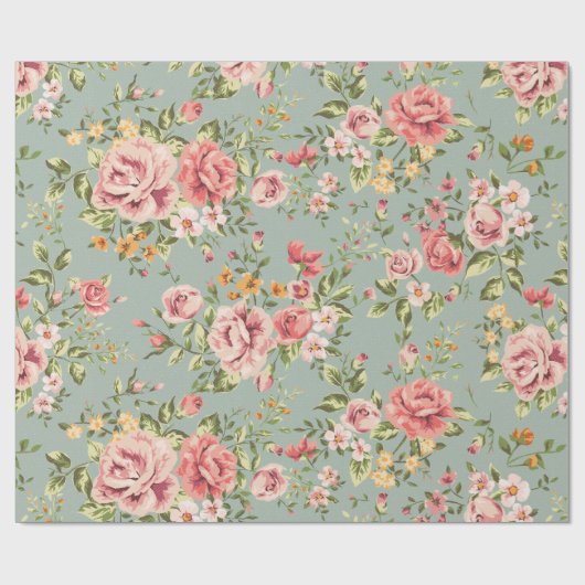 Victoriaans  tuinbouwpatroon cadeaupapier (Vlak)