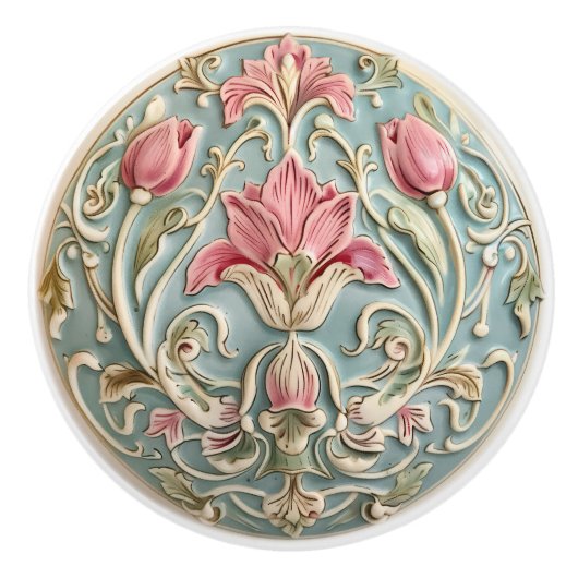 Victoriaans Tulip Charm Keramische Knob Pull Knop (Voorkant)