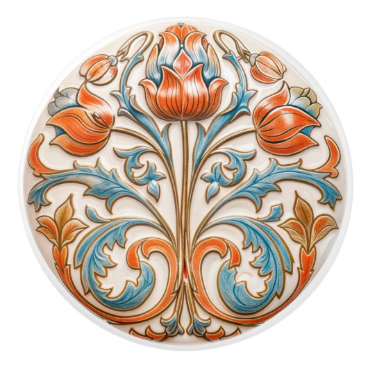 Victoriaans tulp grandeur keramische knop pull (Voorkant)