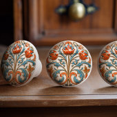 Victoriaans tulp grandeur keramische knop pull