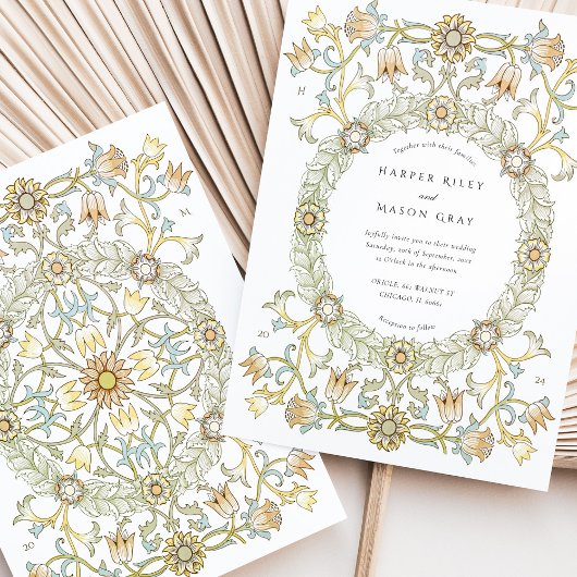 Victoriaans Tulpen William Morris Wedding Kaart