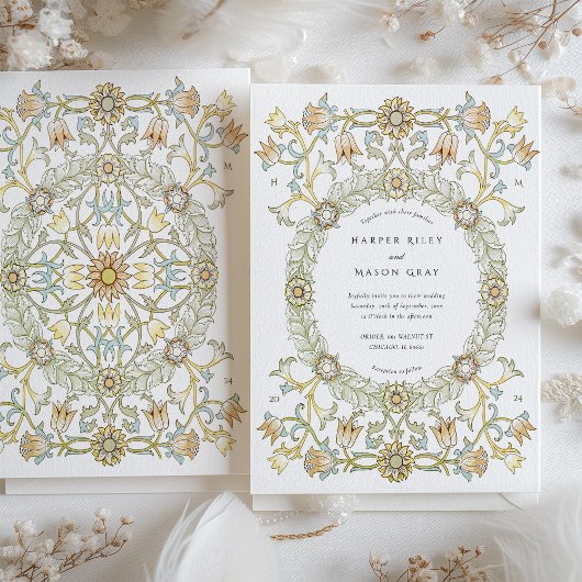 Victoriaans Tulpen William Morris Wedding Kaart