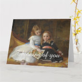 Victoriaans twee jonge meisjes grote Kaart (Gele Bloem)