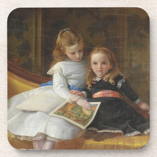 Victoriaans twee jonge meisjes in nood bier onderzetter (Voorkant)