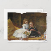 Victoriaans tweedeling Briefkaart jonge meisjes (Voorkant / Achterkant)