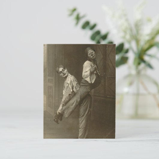Victoriaans tweekleurige Clowns en Stunt Briefkaart (Staand voorkant)