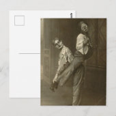 Victoriaans tweekleurige Clowns en Stunt Briefkaart (Voorkant / Achterkant)