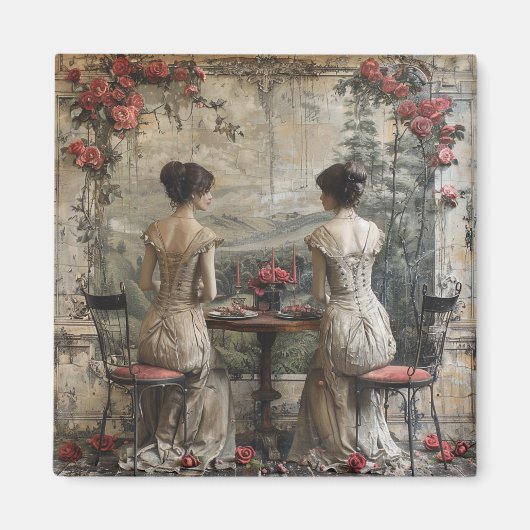 Victoriaans Twins Tea Party - Magneet (Voorkant)