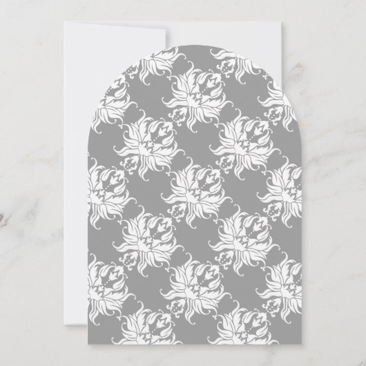 Victoriaans uitnodiging tot bruiloft grijze Damask (Achterkant)