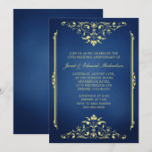 Victoriaans uitnodiging tot het indienen van blauw (Voorkant / Achterkant)