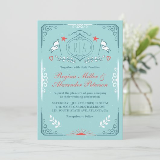 Victoriaans  uitnodiging tot het uitzenden van een (Staand voorkant)