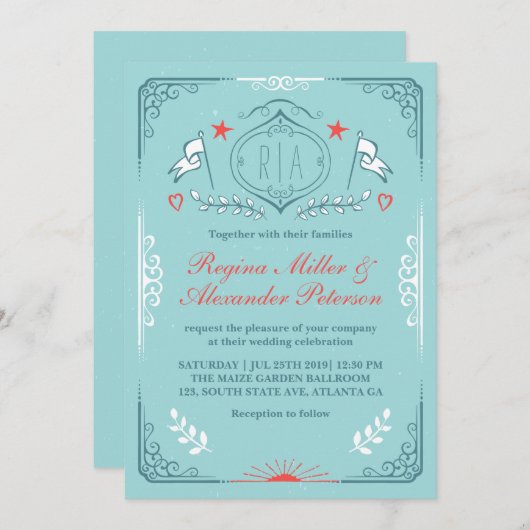 Victoriaans  uitnodiging tot het uitzenden van een (Voorkant / Achterkant)