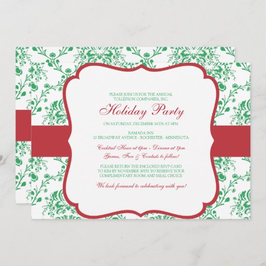 Victoriaans uitnodiging tot kerstmis (Voorkant / Achterkant)