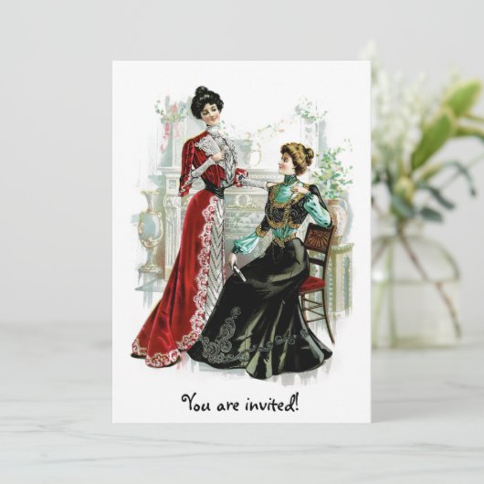 Victoriaans uitnodiging van de Mode van de Dames (Staand voorkant)