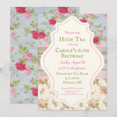 Victoriaans uitnodiging van Floral Shabby Chic Par (Voorkant / Achterkant)