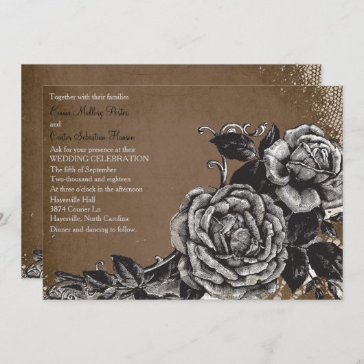  Victoriaans Uitnodiging van het Roos van de Grung (Voorkant / Achterkant)