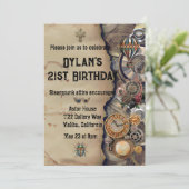 Victoriaans uitnodiging van Steampunk Party (Staand voorkant)