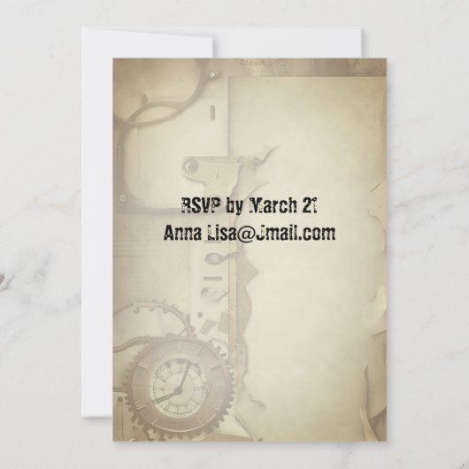 Victoriaans uitnodiging van Steampunk Party (Achterkant)