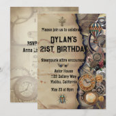 Victoriaans uitnodiging van Steampunk Party (Voorkant / Achterkant)