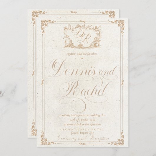 Victoriaans uitnodiging voor bruiloft (Voorkant / Achterkant)