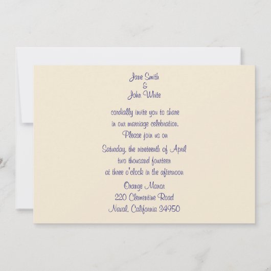 Victoriaans uitnodiging voor bruiloft (Achterkant)