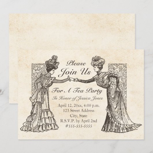 Victoriaans uitnodiging voor dames (Voorkant / Achterkant)