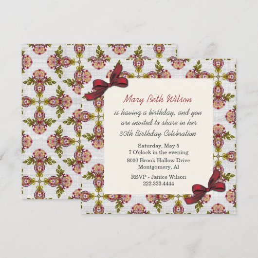 Victoriaans uitnodiging voor Floral Damage (Voorkant / Achterkant)