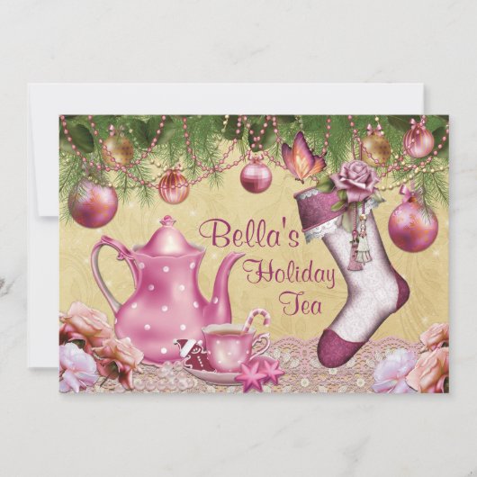 Victoriaans uitnodiging voor kerstfeestdag (Voorkant)