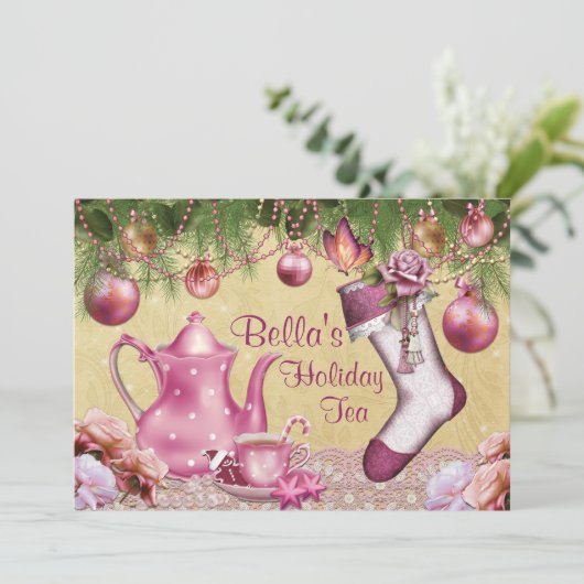 Victoriaans uitnodiging voor kerstfeestdag (Staand voorkant)