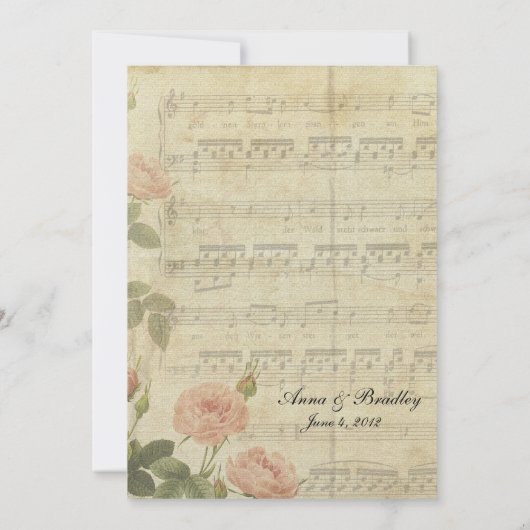 Victoriaans uitnodiging voor muziek en Roos (Achterkant)