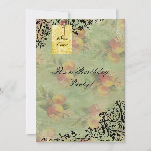 Victoriaans uitnodiging voor peach-verjaardag (Voorkant)