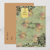 Victoriaans uitnodiging voor peach-verjaardag (Voorkant / Achterkant)