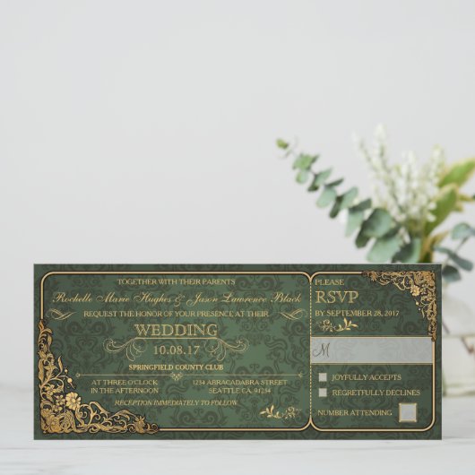 Victoriaans uitnodiging voor weddenschap met RSVP (Staand voorkant)