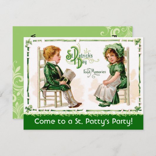 Victoriaans uitnodigingen van de Sint Patrick's Da (Voorkant / Achterkant)