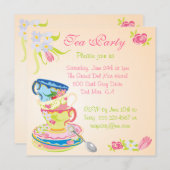 Victoriaans uitnodigingen van Tea Party om gestape (Voorkant / Achterkant)