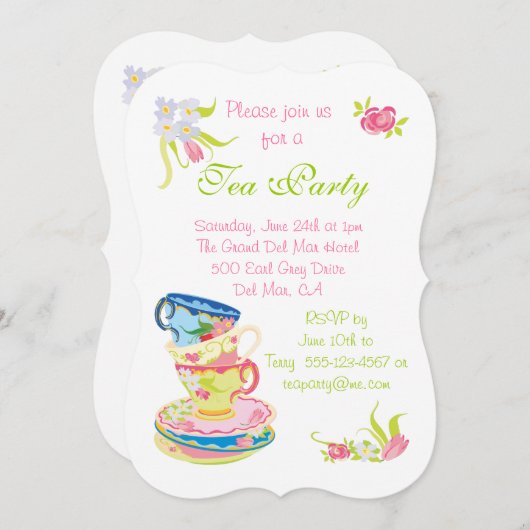 Victoriaans uitnodigingen van Tea Party om gestape (Voorkant / Achterkant)